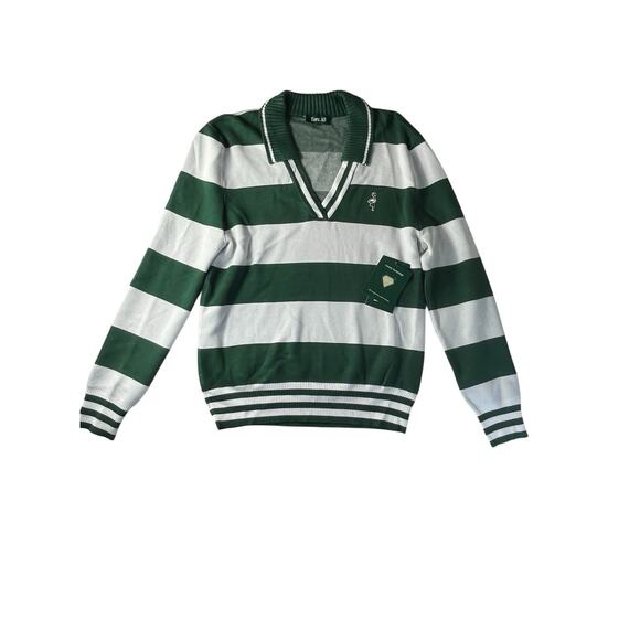 Fore All Womens Large Iris Sweater Golf Green Stripes Breathable Light NWT $170 - Picture 1 of 5